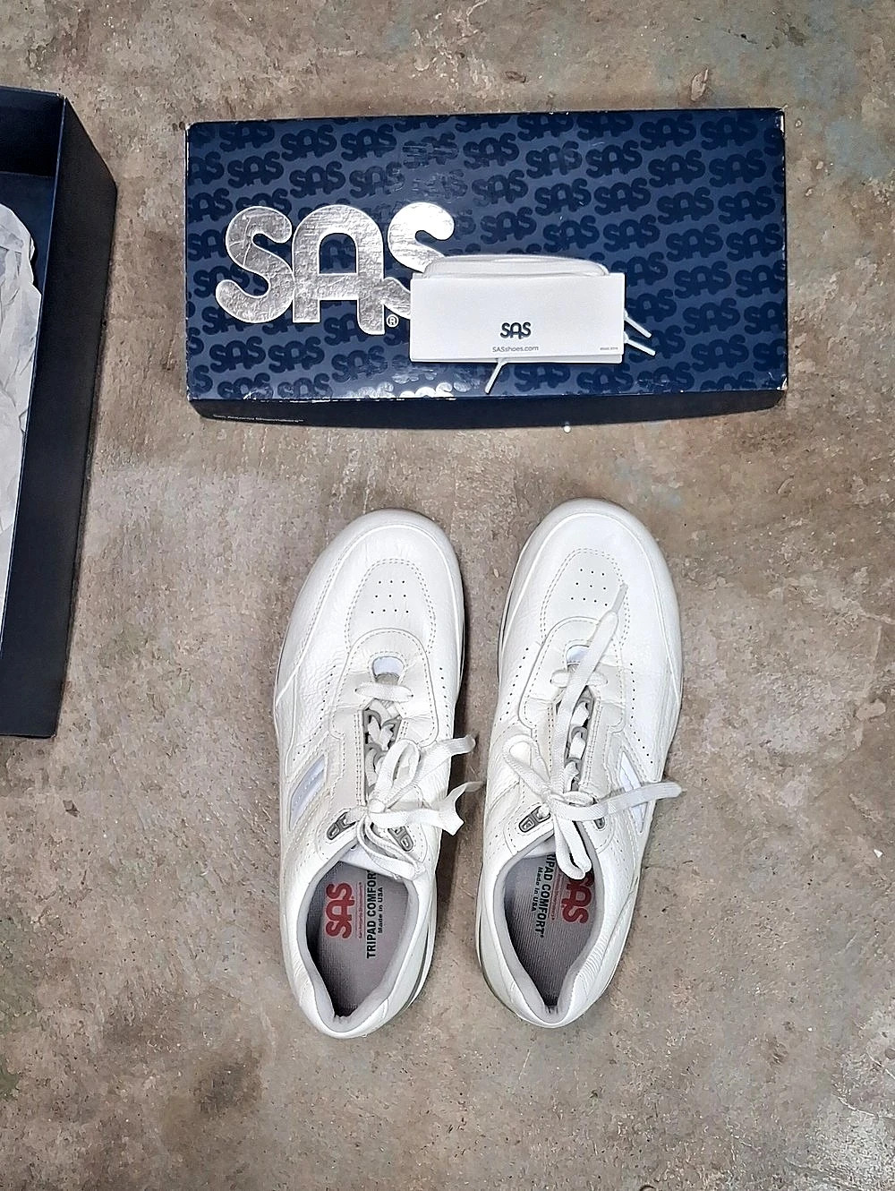 SAS Men's Journey Shoe White Leather Sneakers US 12 M